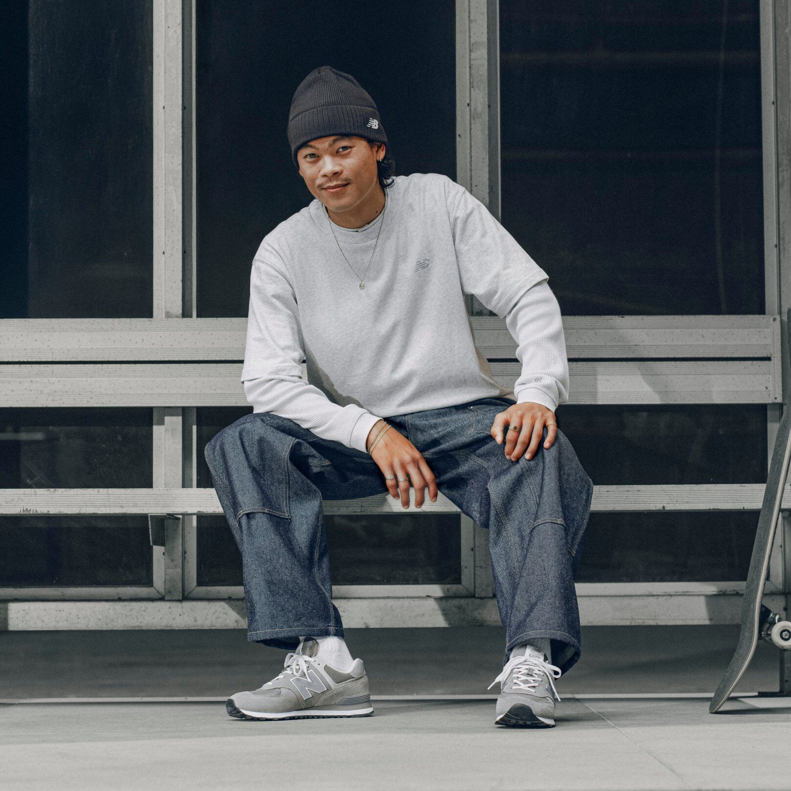 Patrick Praman wearing grey New Balance 574's